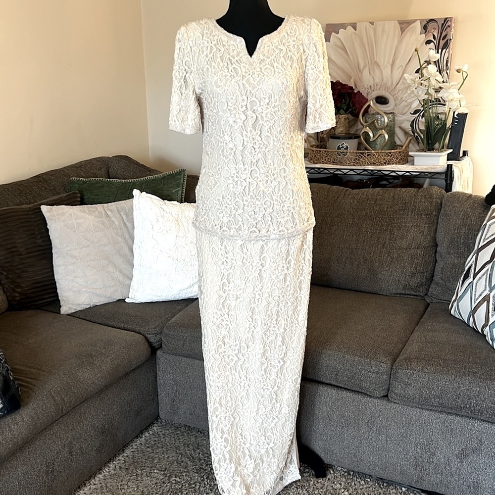 Scala Sequin Evening‎ Cocktail Mather Of the Bride Maxi Dress Size M MWT